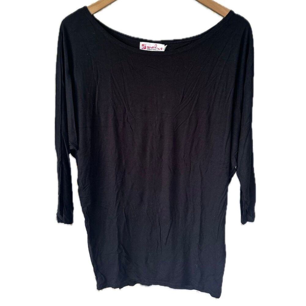 Wehi Designs Hawaiian Attire Basics Scoop Neck Dolman Sleeve Snug Waist Top S/M